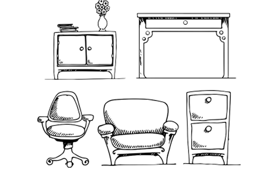 家具が並んでいるイラスト